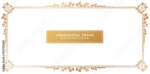 Vintage ornamental decorative frames golden colors isolated white backgrounds for design of retro frames, borders, labels, certificate of completion templates, wedding invitations, greeting cards