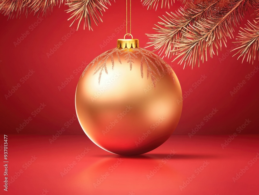 Festive Christmas Ball Ornament with Pine Branches Festive Christmas Ball Ornament with Pine Branches