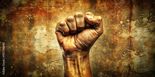 Wallpaper Mural Vintage grunge fist symbolizing strength with rough textures and distressed effects Torontodigital.ca