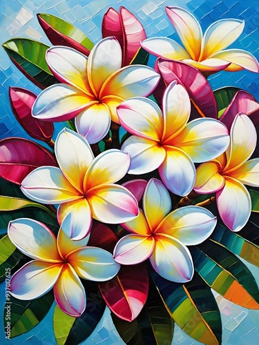 beautiful plumeria flower on the color background