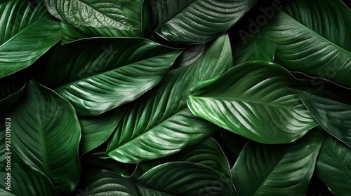 Wallpaper Mural The leaves of Spathiphyllum cannifolium, abstract dark green surface, natural background, tropical leaves , ai Torontodigital.ca