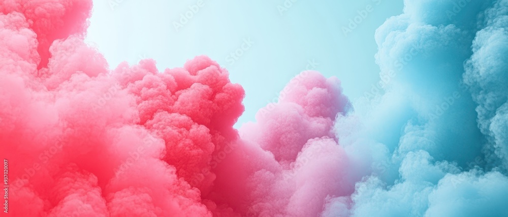Fototapeta premium Vibrant clouds of pink and blue create a dreamy atmosphere, perfect for artistic projects or backgrounds.