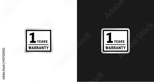 1 years warranty label or 1 years warranty logo vector isolated. The best 1 years warranty label for product packaging design element and more.
