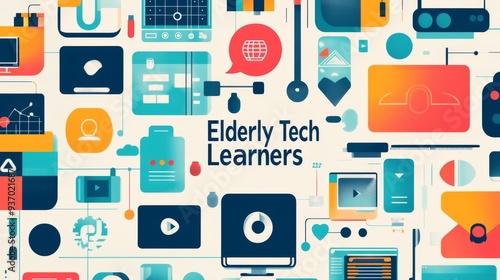 Elderly People Learning Technology Digital Literacy Concept