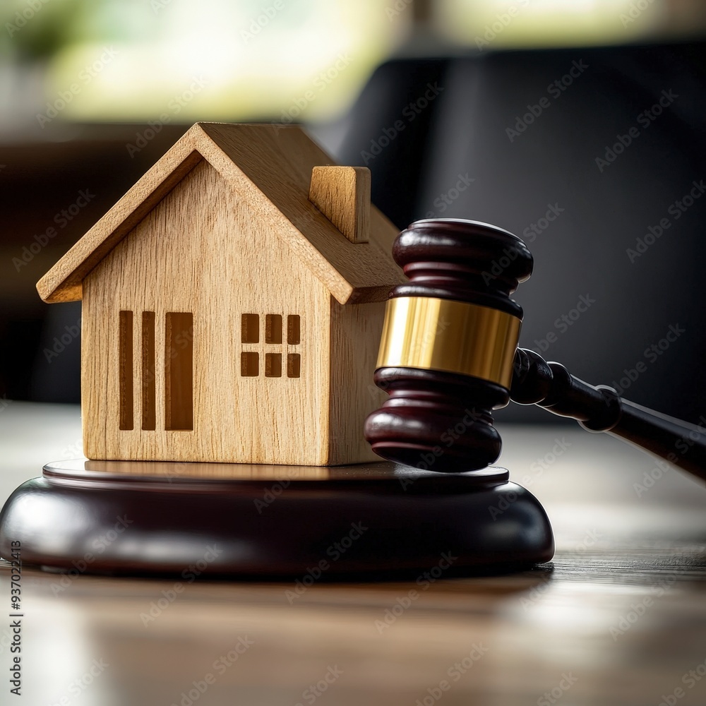 Legal Aspects of Real Estate Transactions - Wooden House Model and Gavel on Lawyer's Desk Legal Aspects of Real Estate Transactions - Wooden House Model and Gavel on Lawyer's Desk