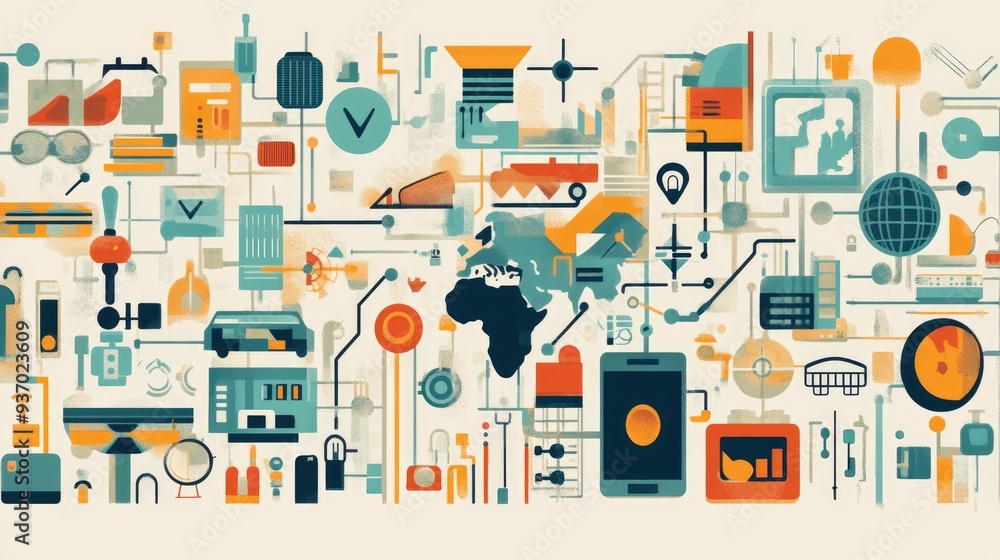 Abstract Illustration of Technology and Global Connectivity Abstract Illustration of Technology and Global Connectivity