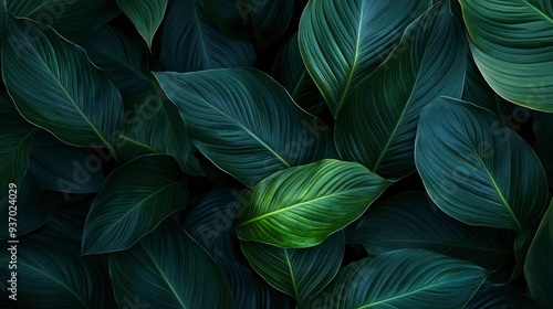 Wallpaper Mural The leaves of Spathiphyllum cannifolium, abstract dark green surface, natural background, tropical leaves , ai Torontodigital.ca
