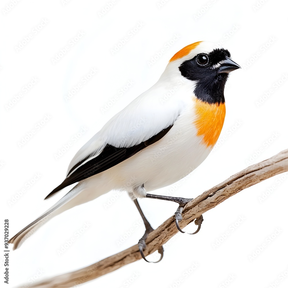 Closeup of Elegant White and Black Bird Perching on Branch Closeup of Elegant White and Black Bird Perching on Branch