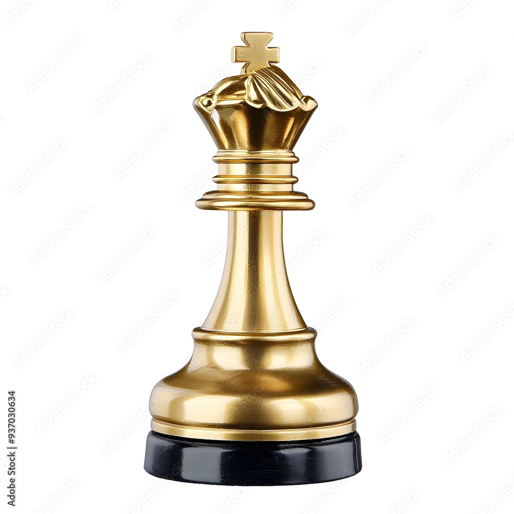 golden chess trophy on white background,symbol of chess game victory and champion accomplishment