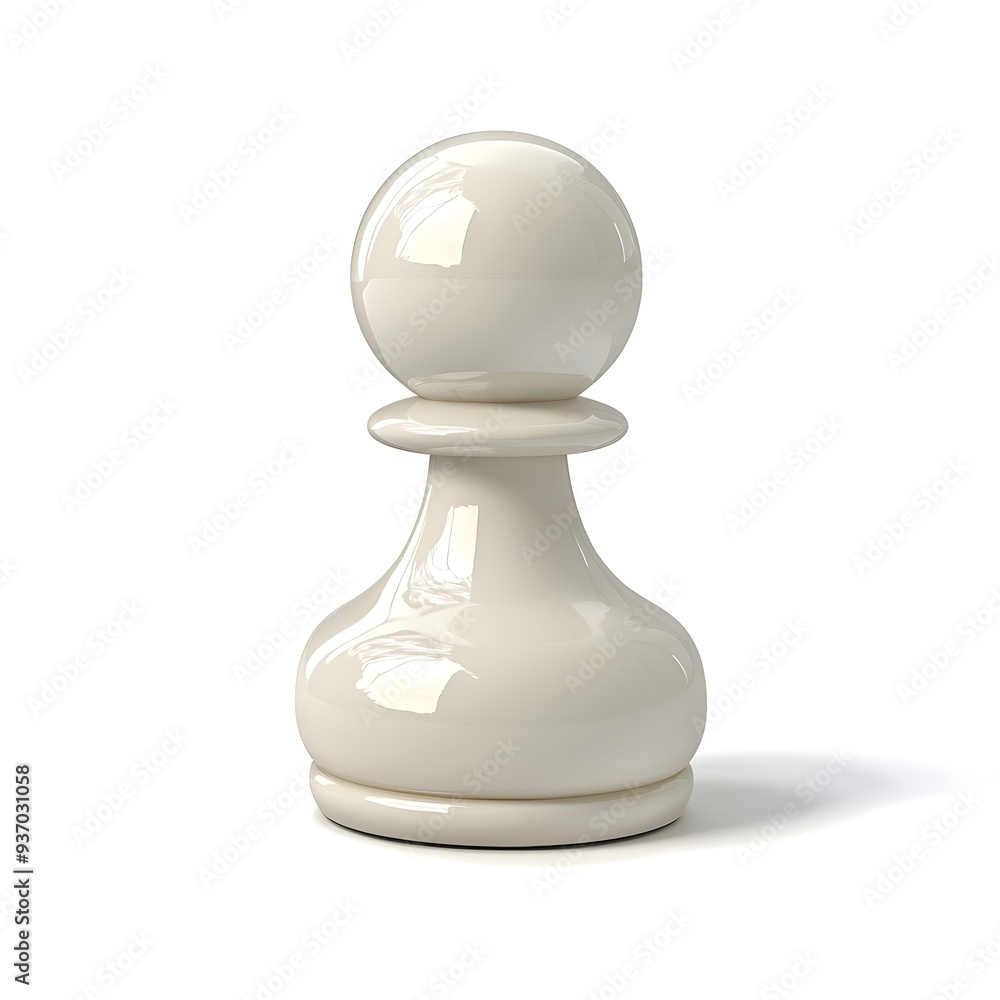 Isolated White Pawn Chess Piece on Minimalist Background Isolated White Pawn Chess Piece on Minimalist Background