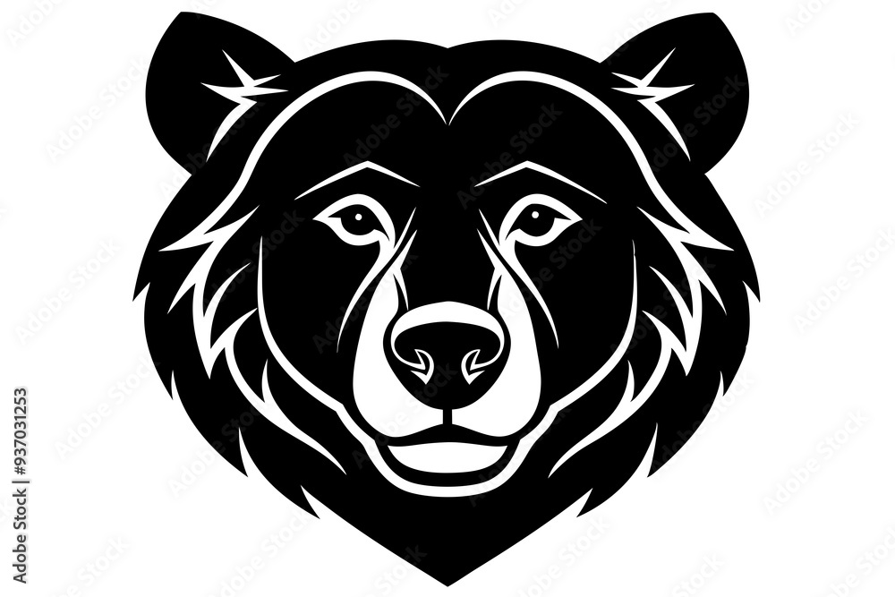 Bear head icon silhouette vector illustration on a white background Bear head icon silhouette vector illustration on a white background