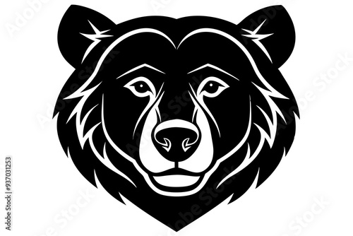 Bear head icon silhouette vector illustration on a white background