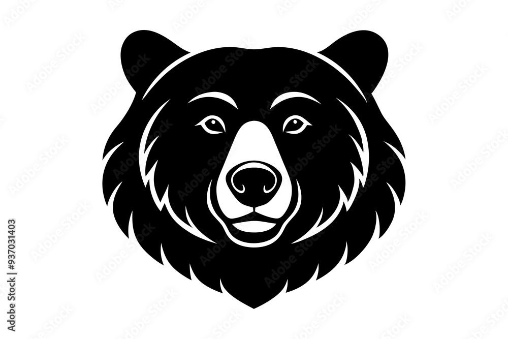 Bear head icon silhouette vector illustration on a white background Bear head icon silhouette vector illustration on a white background