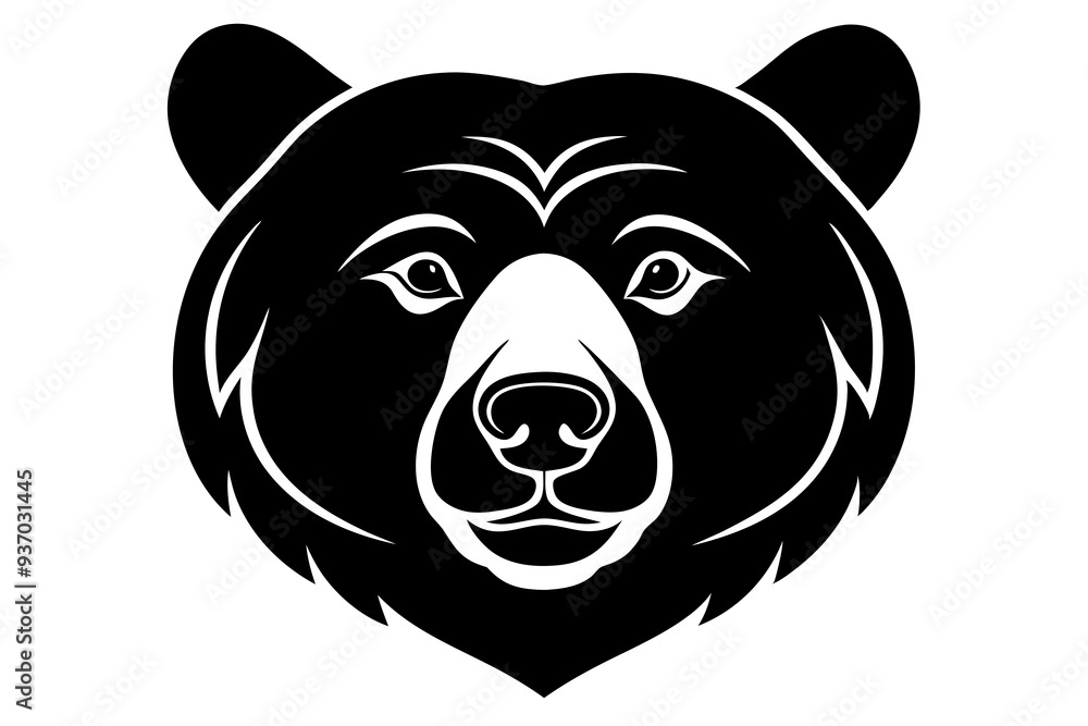 Bear head icon silhouette vector illustration on a white background Bear head icon silhouette vector illustration on a white background