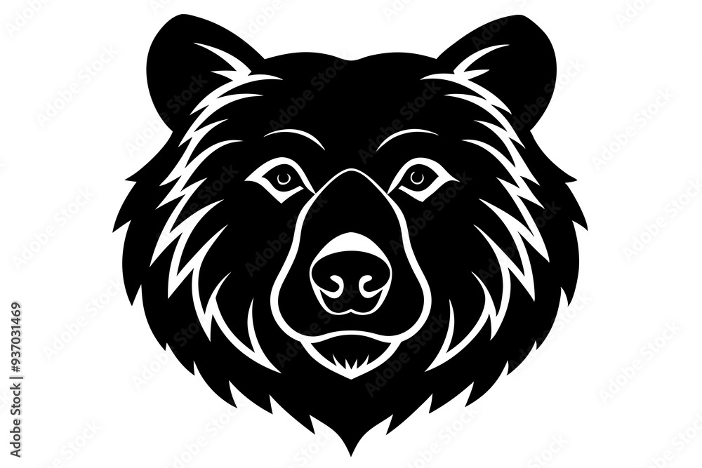 Bear head icon silhouette vector illustration on a white background Bear head icon silhouette vector illustration on a white background