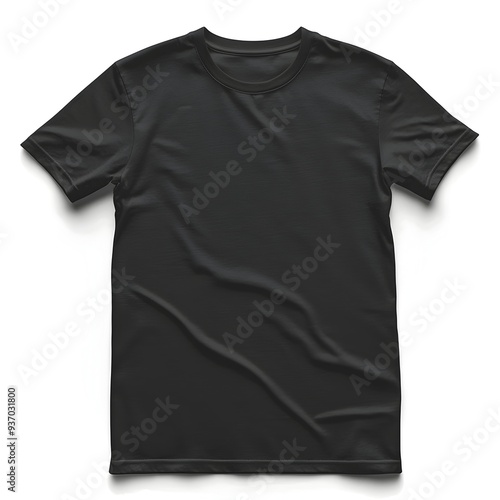 Mockup of Blank Black T-Shirt on White Background