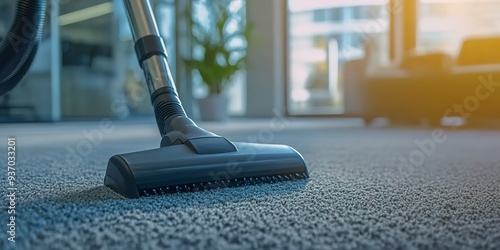 Wallpaper Mural Professional cleaning in a modern office using a vacuum cleaner, focusing on the carpet and vacuum head, ideal for cleaning services and office hygiene themes Torontodigital.ca