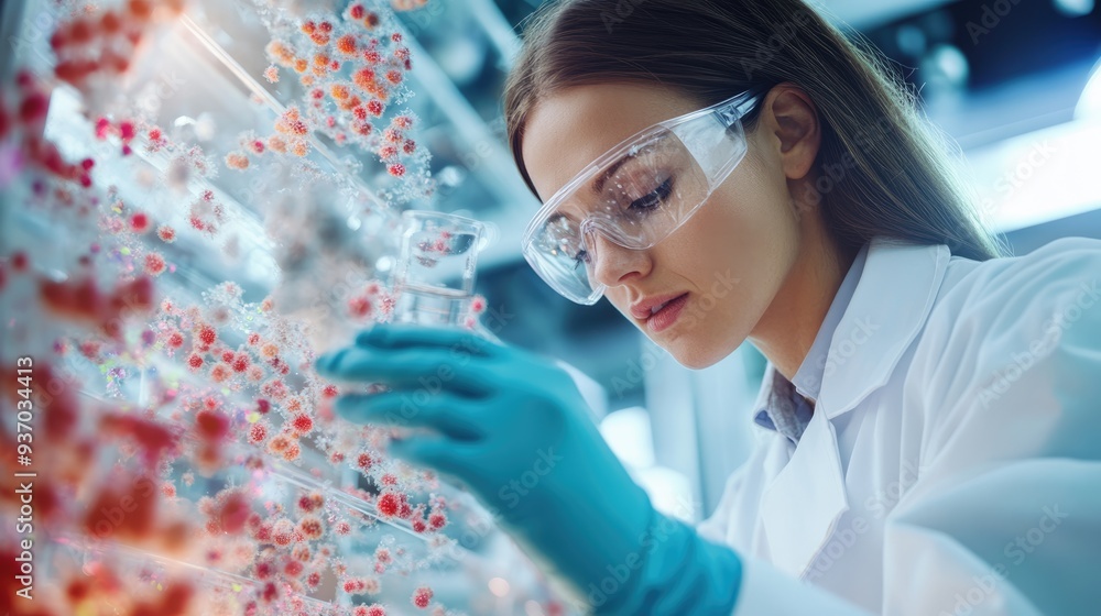Female Scientist Examining a Sample in a Laboratory Female Scientist Examining a Sample in a Laboratory