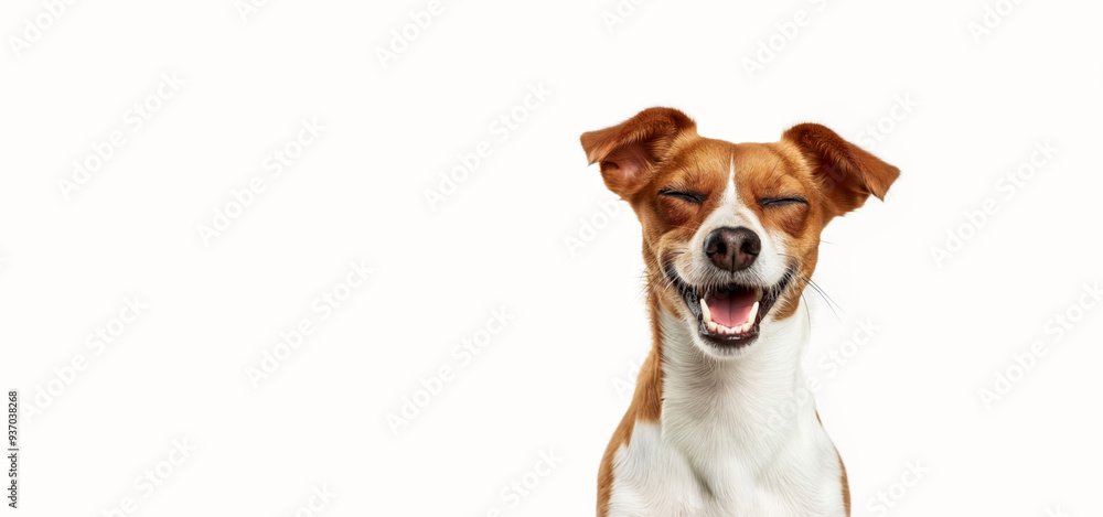 Close-up of a happy dog smiling
