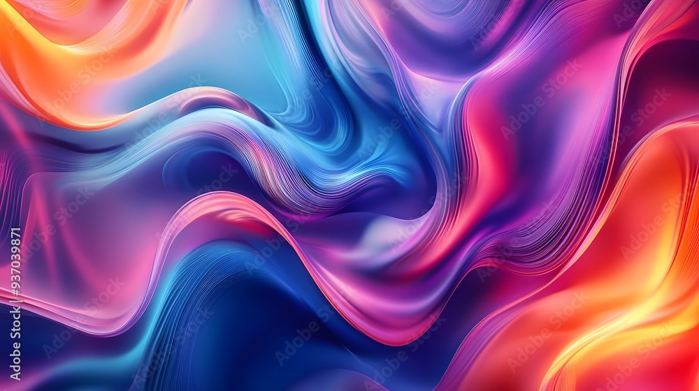 58. Vibrant, swirling waveforms in a spectrum of colors creating a fluid 3D effect 58. Vibrant, swirling waveforms in a spectrum of colors creating a fluid 3D effect