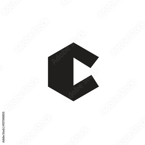 Logo letter C hexagon with blank background