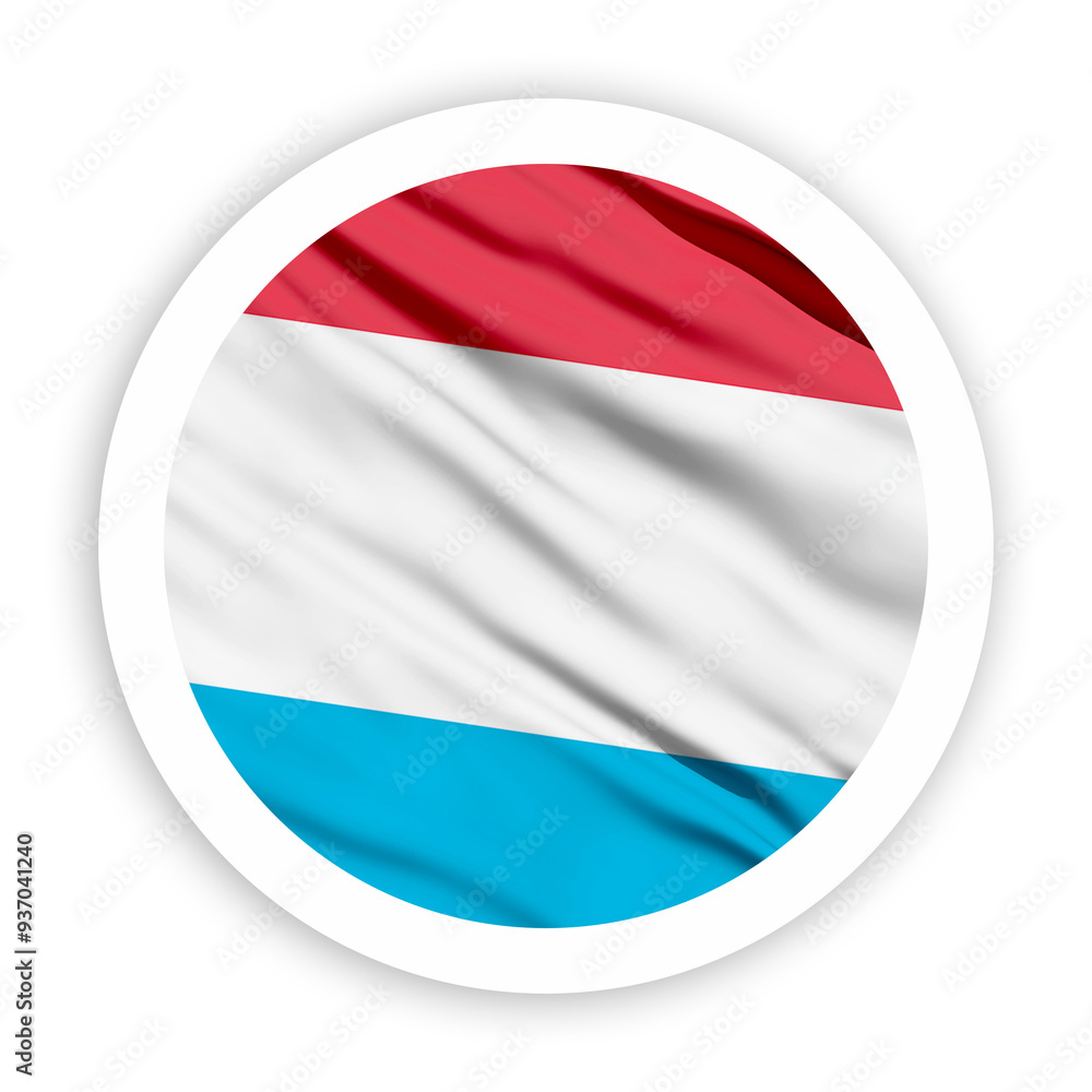 Luxembourg Waving Flag with White Rounded Circle Frame Luxembourg Waving Flag with White Rounded Circle Frame