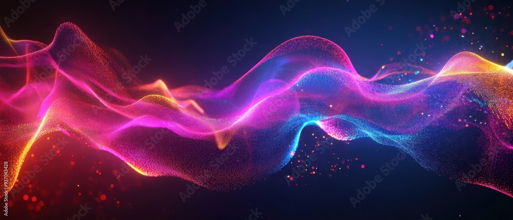 Fototapeta premium Abstract Colorful Glowing Wave with Sparkle Effect - Digital Art Background