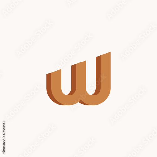 Logo letter W wood vintage unique design with blank background