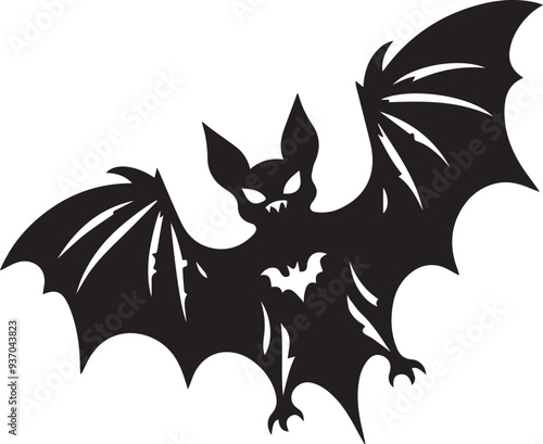 halloween bat vector, Halloween bat silhouette on white background, Halloween black bat icon,