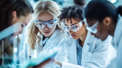 Focused Students Collaborating in a Science Lab