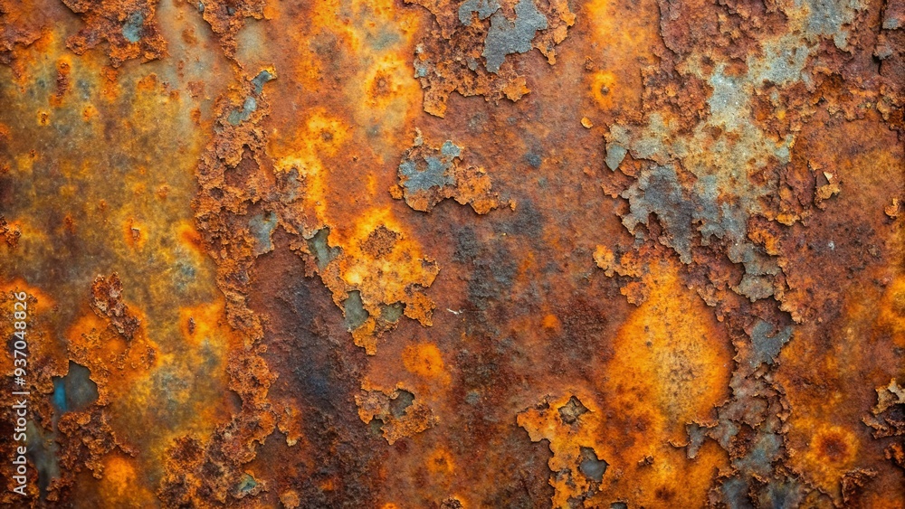 Rusty and corroded iron texture with oxidized abstract patterns