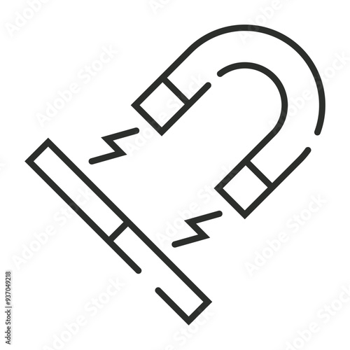 Magnetic energy outline icon, showing physics outline icon, editable vector illustration and transparent graphic element. Isolated on white background