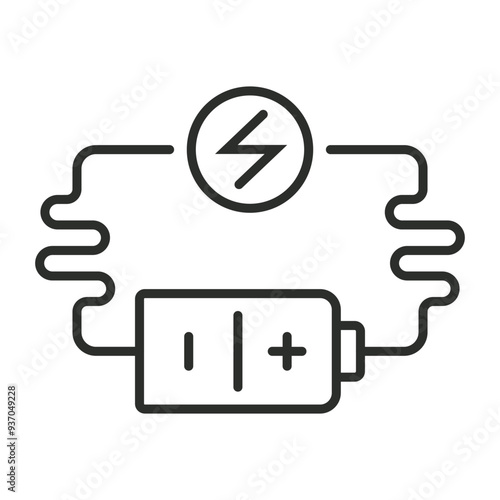 Electrical circuit outline icon, showing physics outline icon, editable vector illustration and transparent graphic element. Isolated on white background