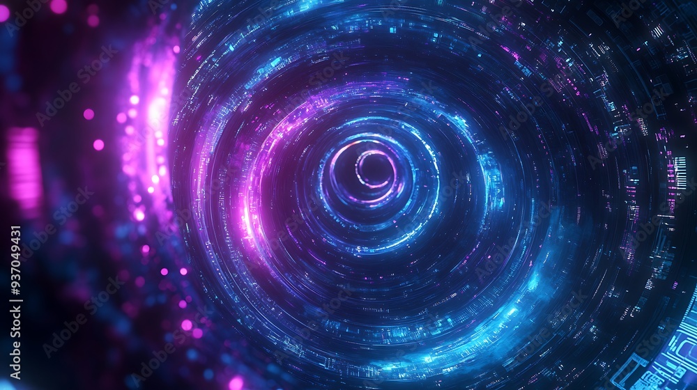 Abstract Digital Tunnel with Glowing Neon Lights Abstract Digital Tunnel with Glowing Neon Lights