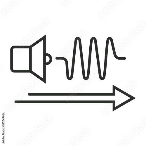 Speed of sound outline icon, showing physics outline icon, editable vector illustration and transparent graphic element. Isolated on white background