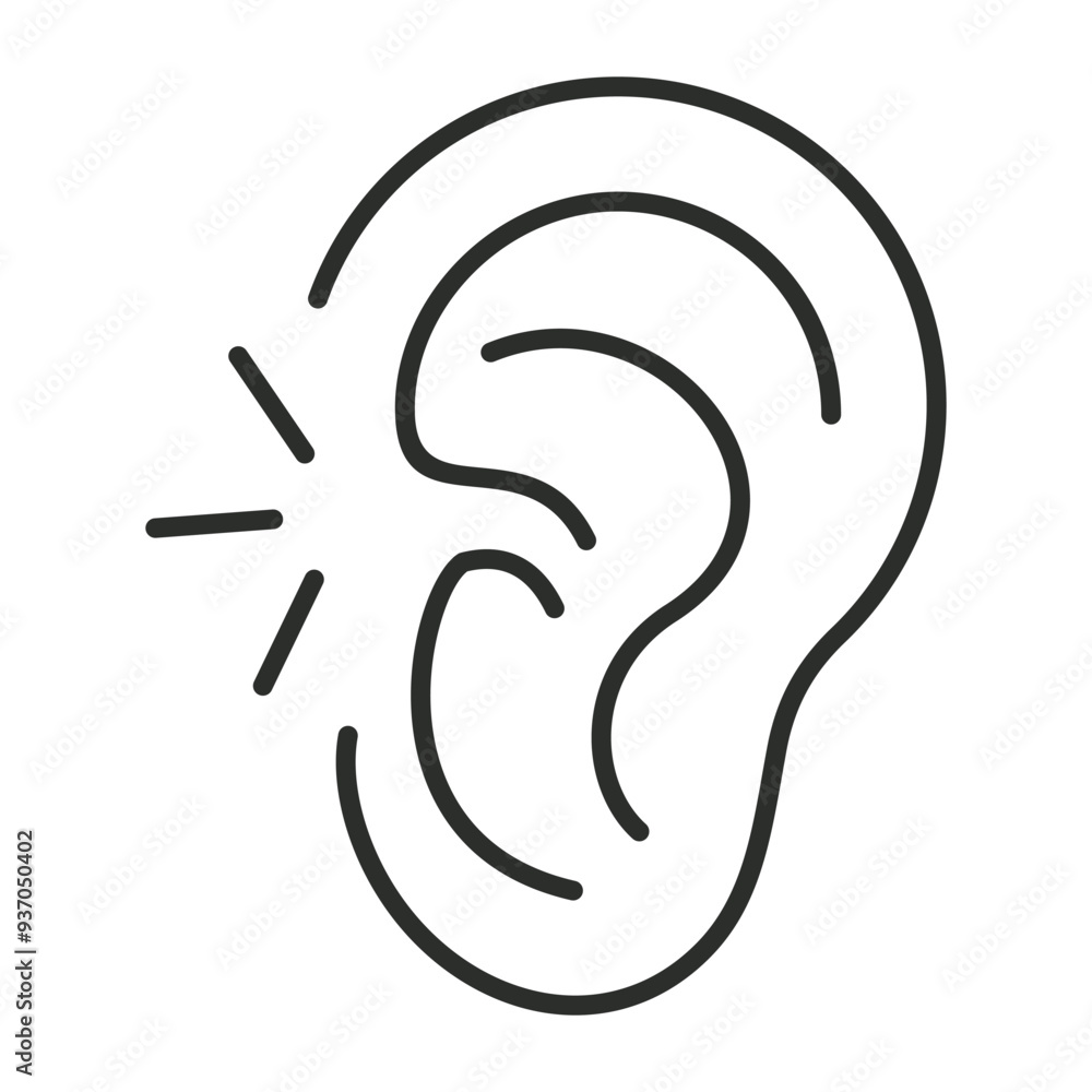 Ear outline icon, showing anatomy outline icon, minimalist vector illustration and transparent graphic element. Isolated on white background Ear outline icon, showing anatomy outline icon, minimalist vector illustration and transparent graphic element. Isolated on white background