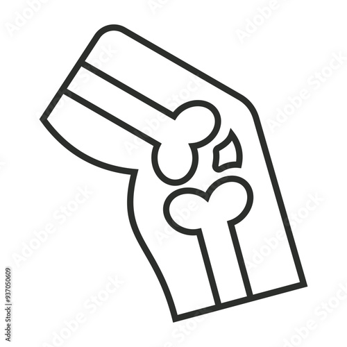 Knee outline icon, showing anatomy outline icon, minimalist vector illustration and transparent graphic element. Isolated on white background