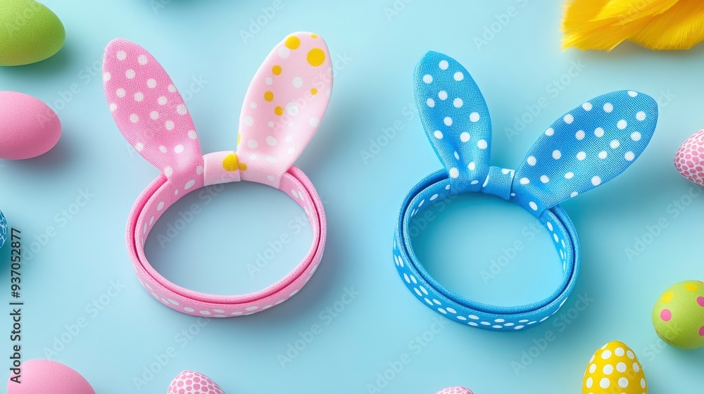 Easter Bunny Headbands for Kids - Pink and Blue Polka Dot Easter Bunny Headbands for Kids - Pink and Blue Polka Dot