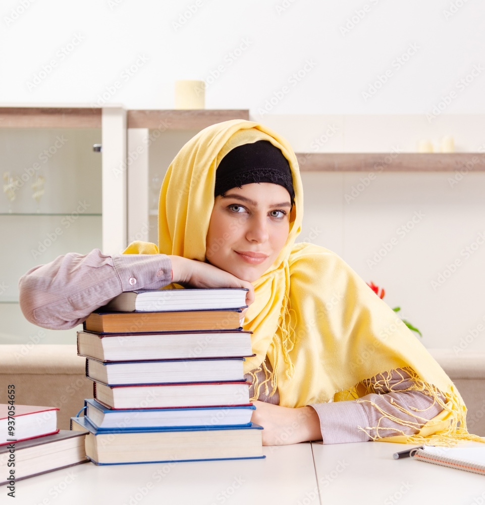 Female student in hijab preparing for exams Female student in hijab preparing for exams