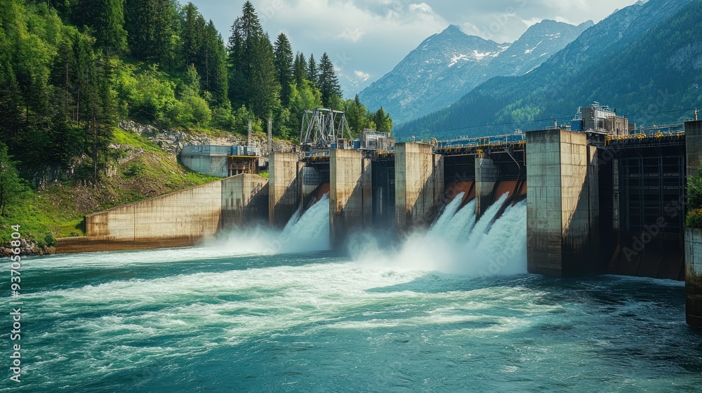 Hydroelectric Dam in a Mountainous Landscape Hydroelectric Dam in a Mountainous Landscape