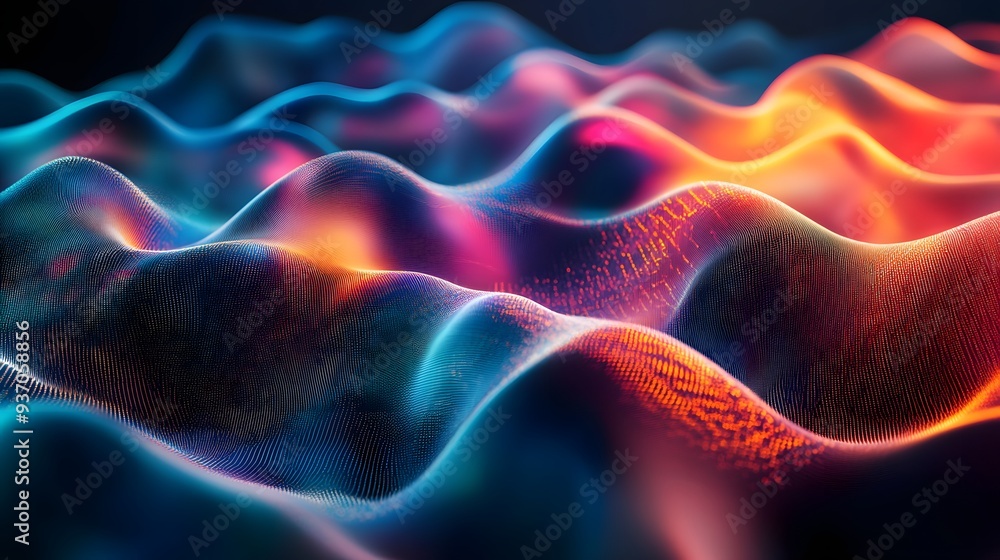Obraz premium 37. Multicolored waveforms with a fluid motion creating a stunning 3D visual effect
