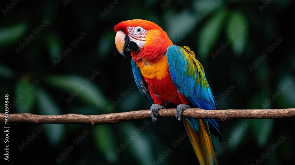Fototapeta premium Scarlet Macaw Perched on a Branch