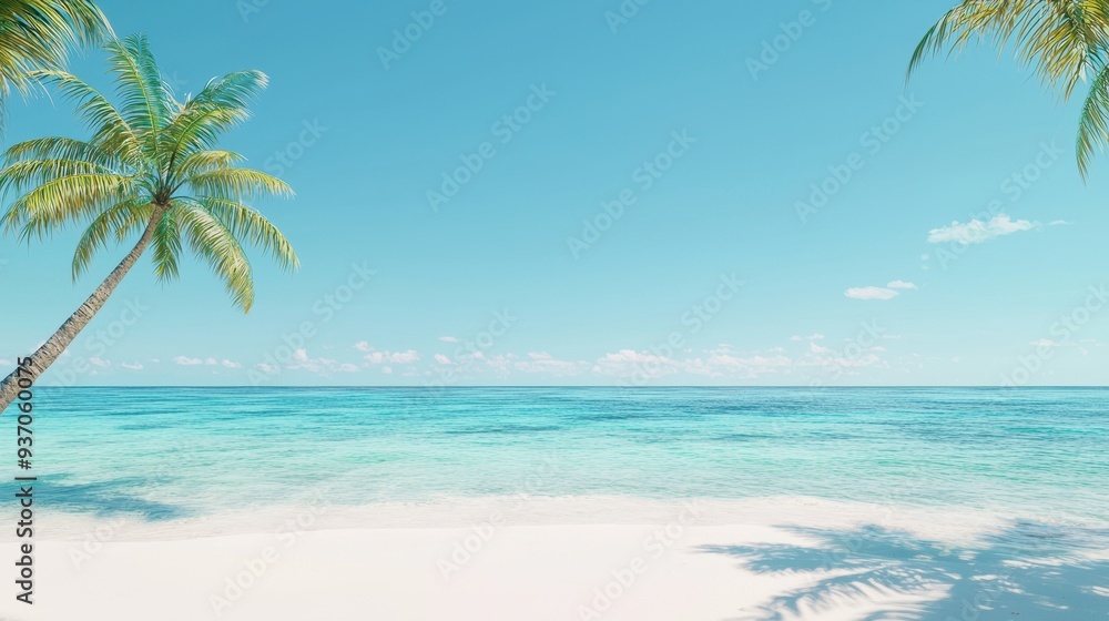 Tropical Beach Paradise with Palm Trees and Turquoise Water Tropical Beach Paradise with Palm Trees and Turquoise Water