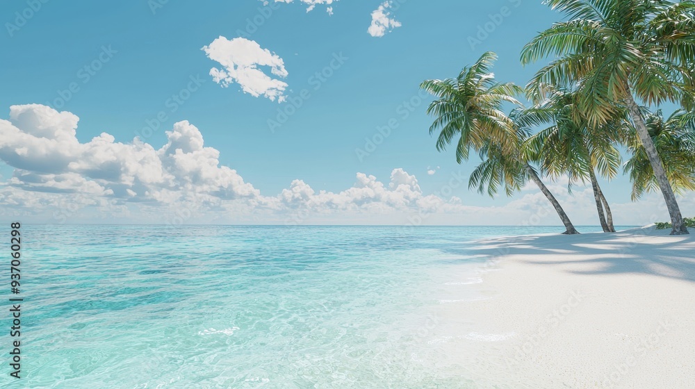 Tropical Beach Paradise with Palm Trees Blue Sky and Clear Water Tropical Beach Paradise with Palm Trees Blue Sky and Clear Water