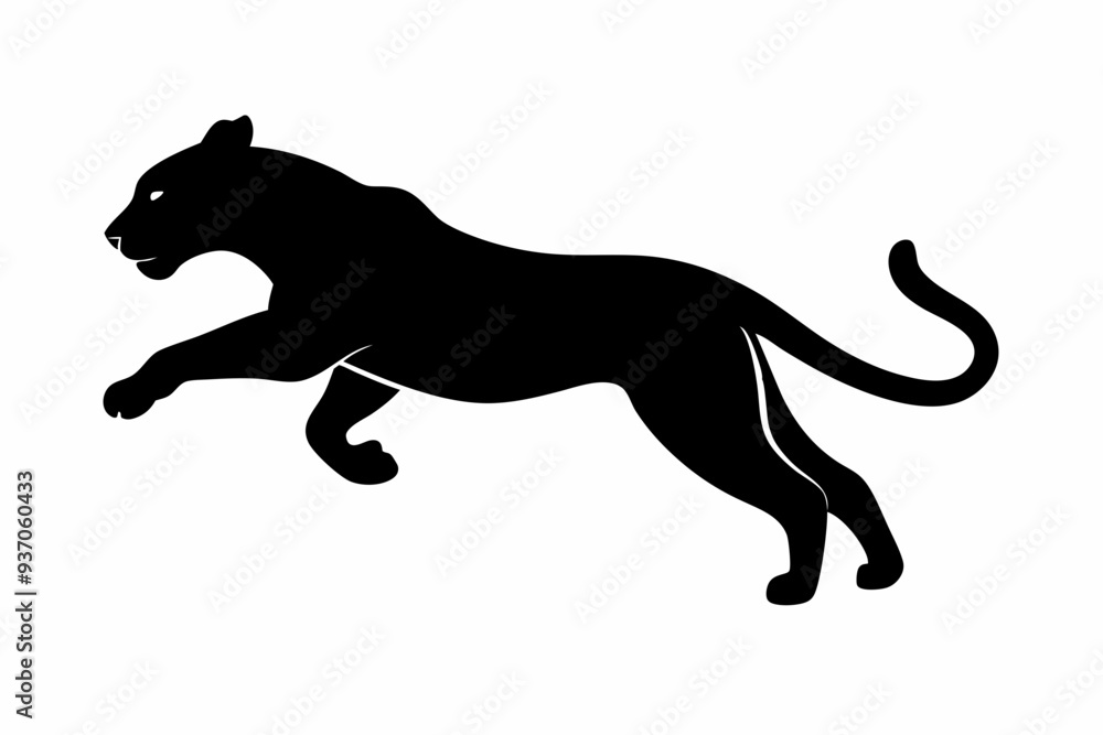 Obraz premium tiger jumping silhouette, jumping leopard, Jumping tiger silhouette vector illustration