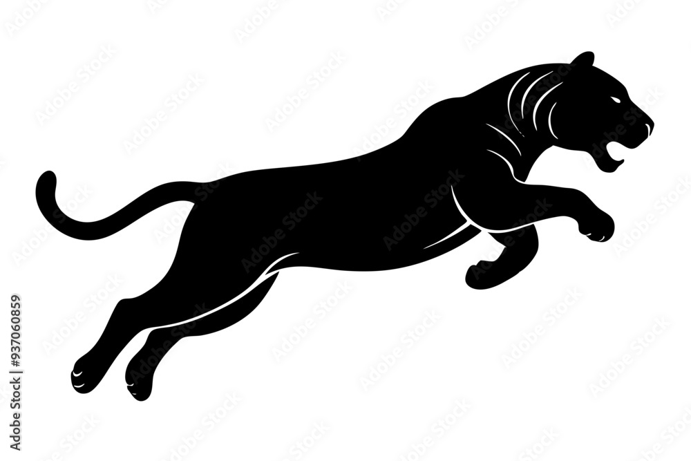 Silhouette of a jumping tiger, tiger icon. vector illustration
Silhouette of a jumping tiger, tiger icon. vector illustration