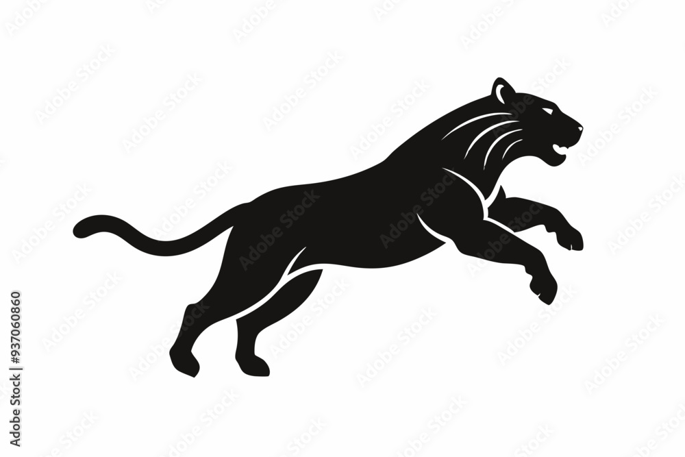 Silhouette of a jumping tiger, tiger icon. vector illustration
Silhouette of a jumping tiger, tiger icon. vector illustration