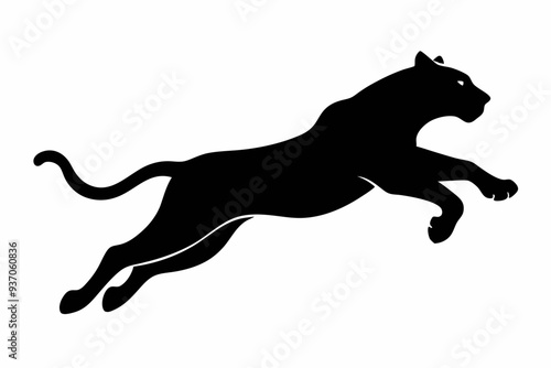 Silhouette of a jumping tiger, tiger icon. vector illustration
