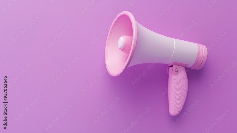 Pink Megaphone on Purple Background Pink Megaphone on Purple Background