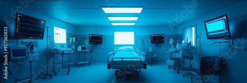 A hospital room filled with...